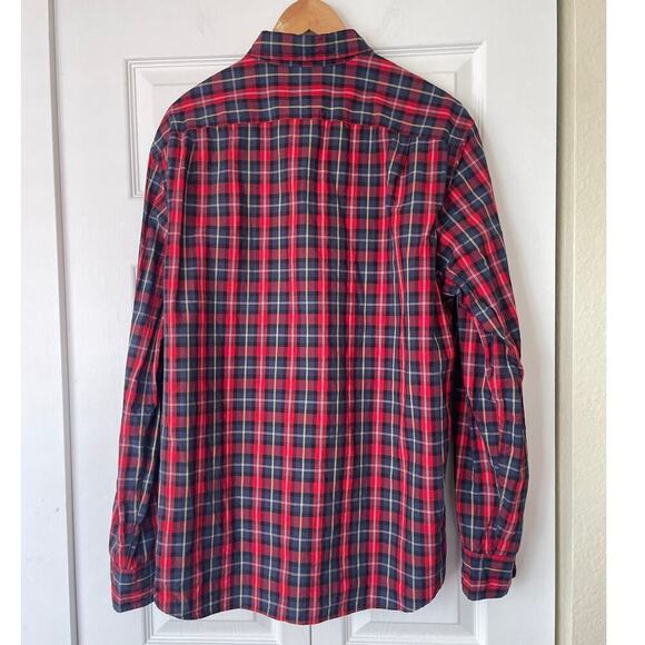 J. Crew Factory Red and Blue Plaid Button Up Shirt • Size XL ⬇️ - Picture 2 of 4